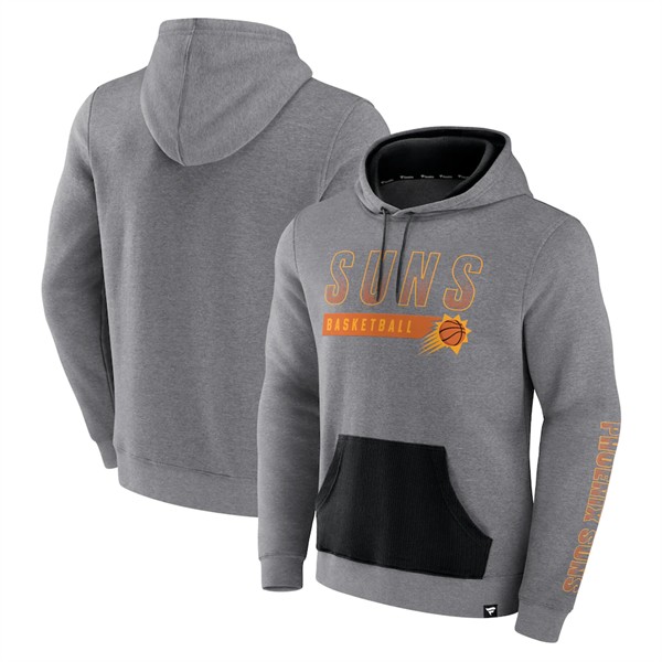 Men's Phoenix Suns Heathered Gray Off The Bench Color Block Pullover Hoodie